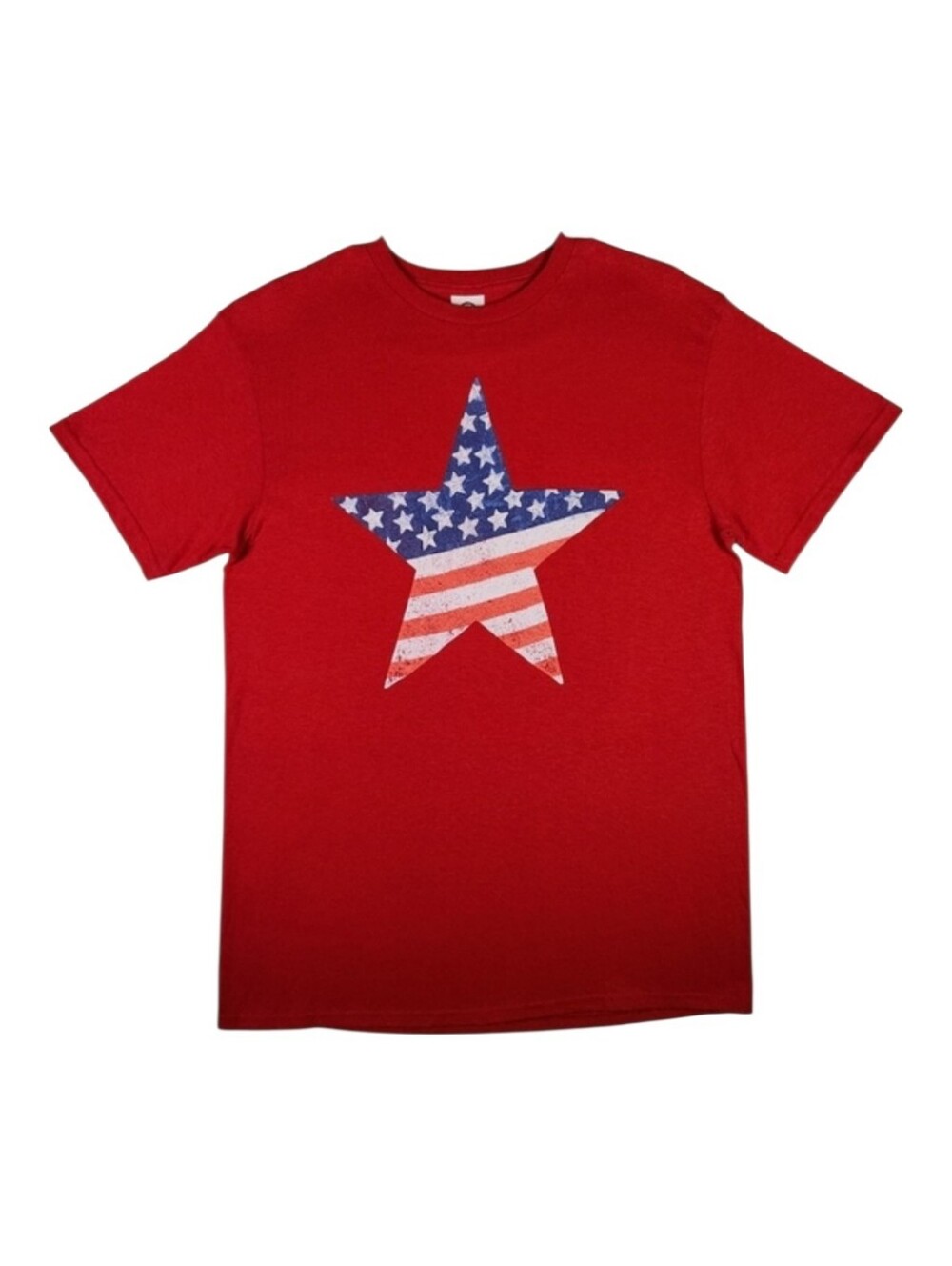 Patriotic USA Y2K Star American Flag Graphic Tee Retro Red T-Shirt Medium Casual